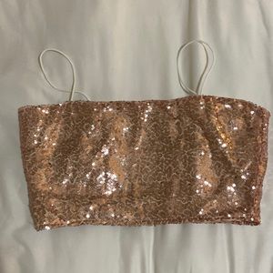 Pink Sequin Crop Top